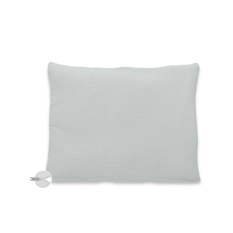 Perna clasica de dormit, Qmini, Cu husa detasabila cu fermoar, Din muselina dubla, 30x40 cm, Grey