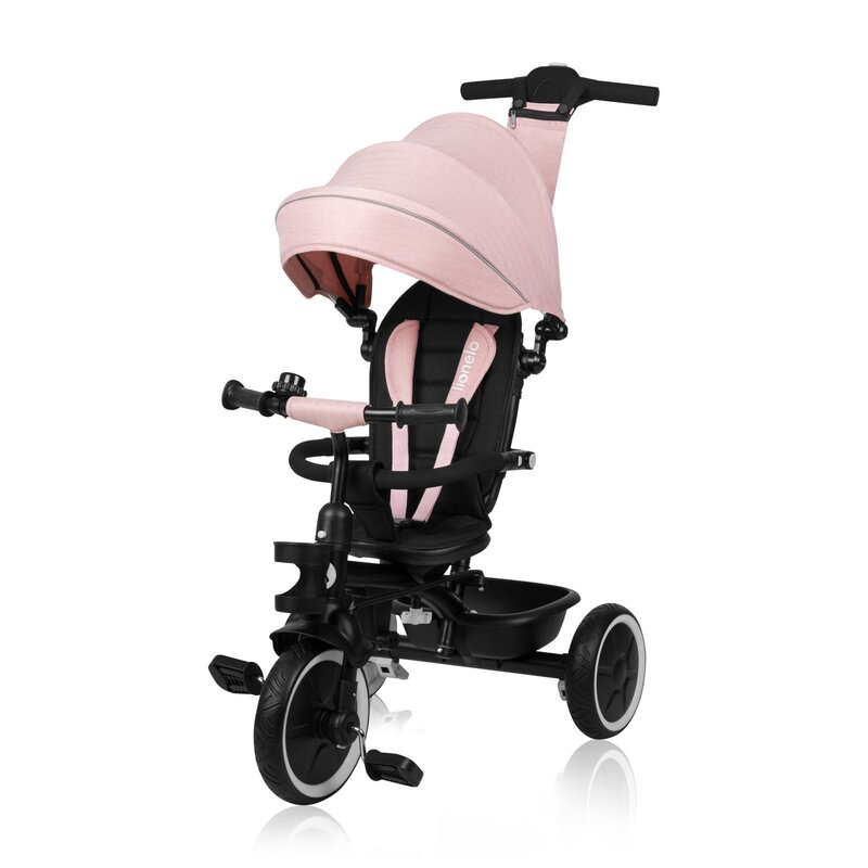 Tricicleta copii, Lionelo, Berry, 2 in 1, Multifunctionala, Suport picioare, Control al directiei, Scaun reversibil, Rotire 360 grade, Functie de roata libera, Utilizare pana la 5 ani, Constructie din otel, Conform cu standardul EN71, Roz, Resigilat
