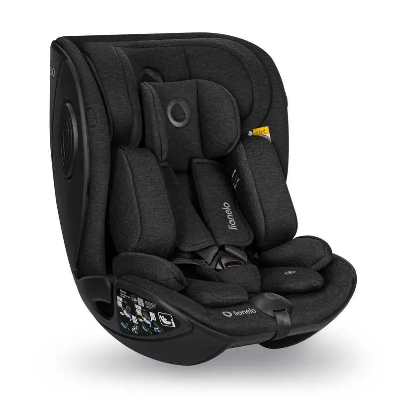 Scaun auto, Lionelo, Moxie Next, i-Size, 40-105 cm, Tetiera reglabila pe 8 trepte, Inclinare spatar in 5 pozitii, Carcasa ventilata, Din bambus, Protectie avansata, Husa detasabila, Conform cu R129, Negru