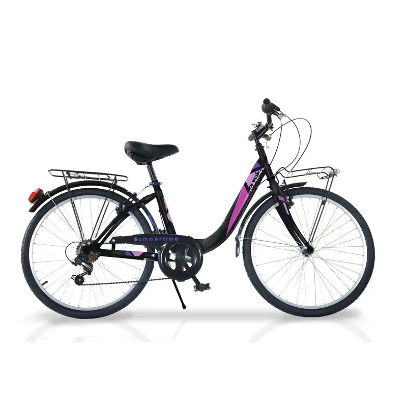 Bicicleta cu pedale, Dino Bikes, City Summertime, Cu 6 viteze, 24 inch, Peste 130 cm, Black