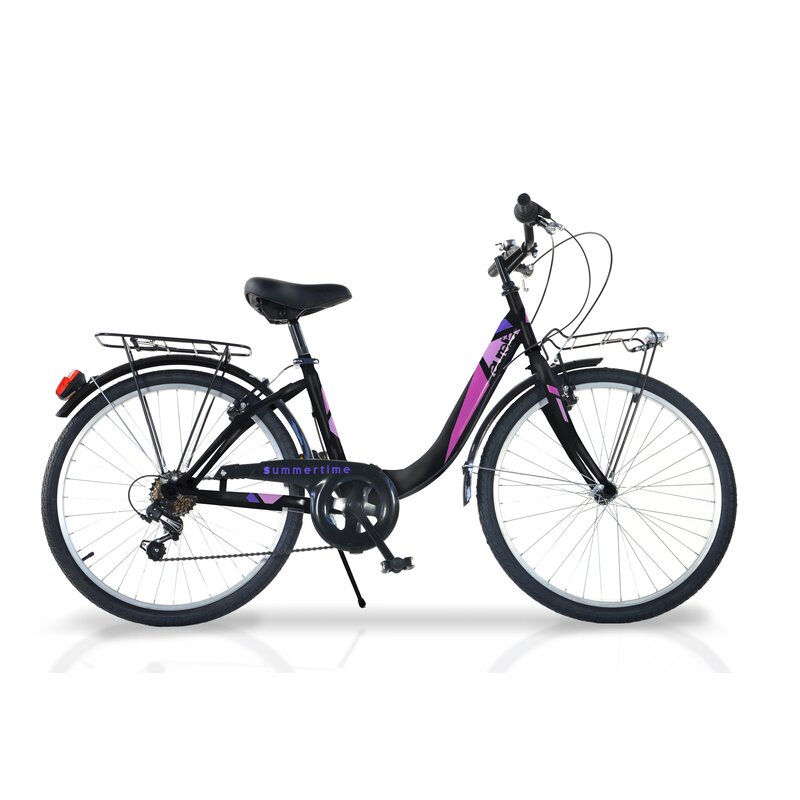 Bicicleta cu pedale, Dino Bikes, City Summertime, Cu 6 viteze, 24 inch, Peste 130 cm, Black