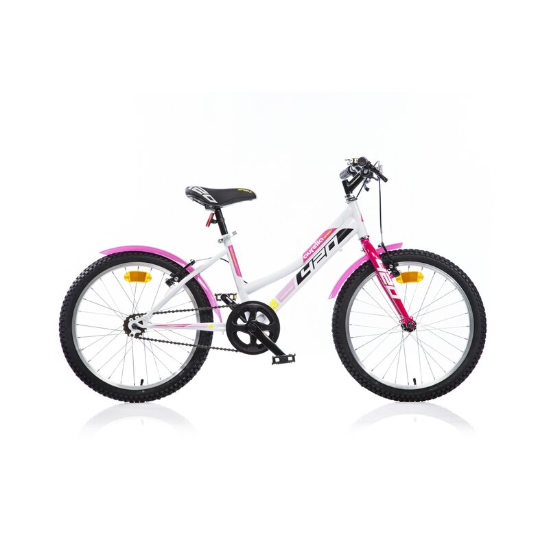 Bicicleta cu pedale, Dino Bikes, Mountain Bike, 20 inch, Pana la 130 cm, White/pink
