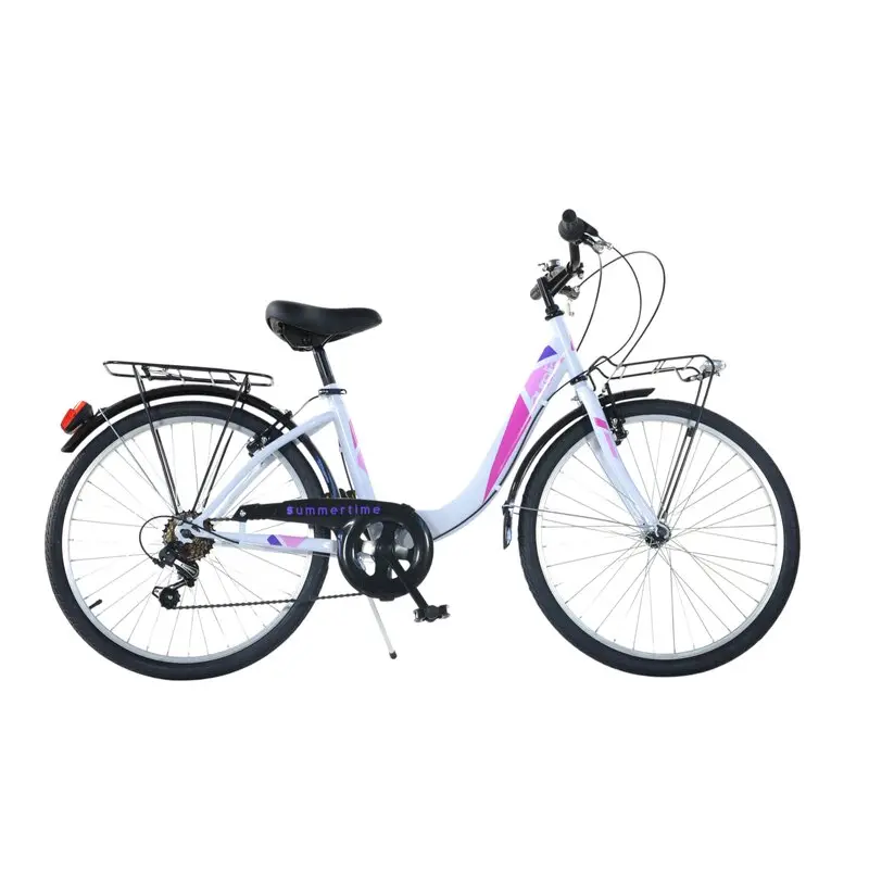 Bicicleta cu pedale, Dino Bikes, City Summertime, Cu 6 viteze, 24 inch, Peste 130 cm, White