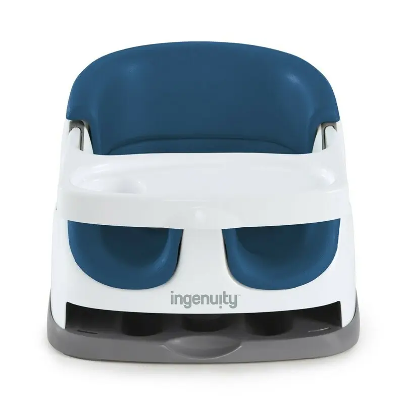 Scaun inaltator, Ingenuity, 2 in 1, Tavita pliabila, Utilizare atasat de scaun sau individual pe podea, Pana la 22 kg, Fara BPA, 6 luni+, Albastru inchis