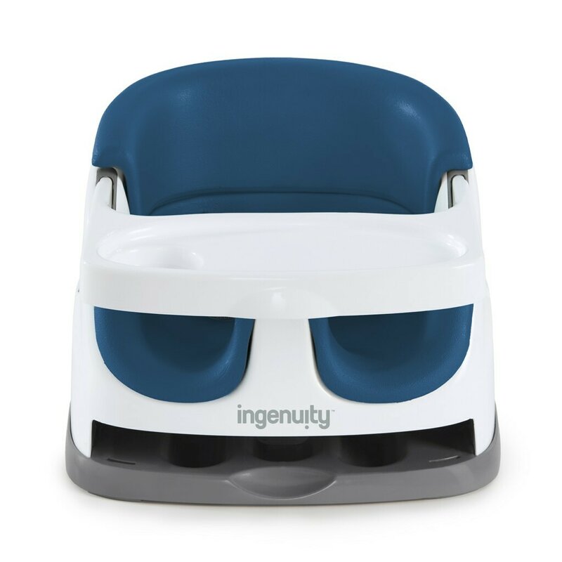 Scaun inaltator, Ingenuity, 2 in 1, Tavita pliabila, Utilizare atasat de scaun sau individual pe podea, Pana la 22 kg, Fara BPA, 6 luni+, Albastru inchis