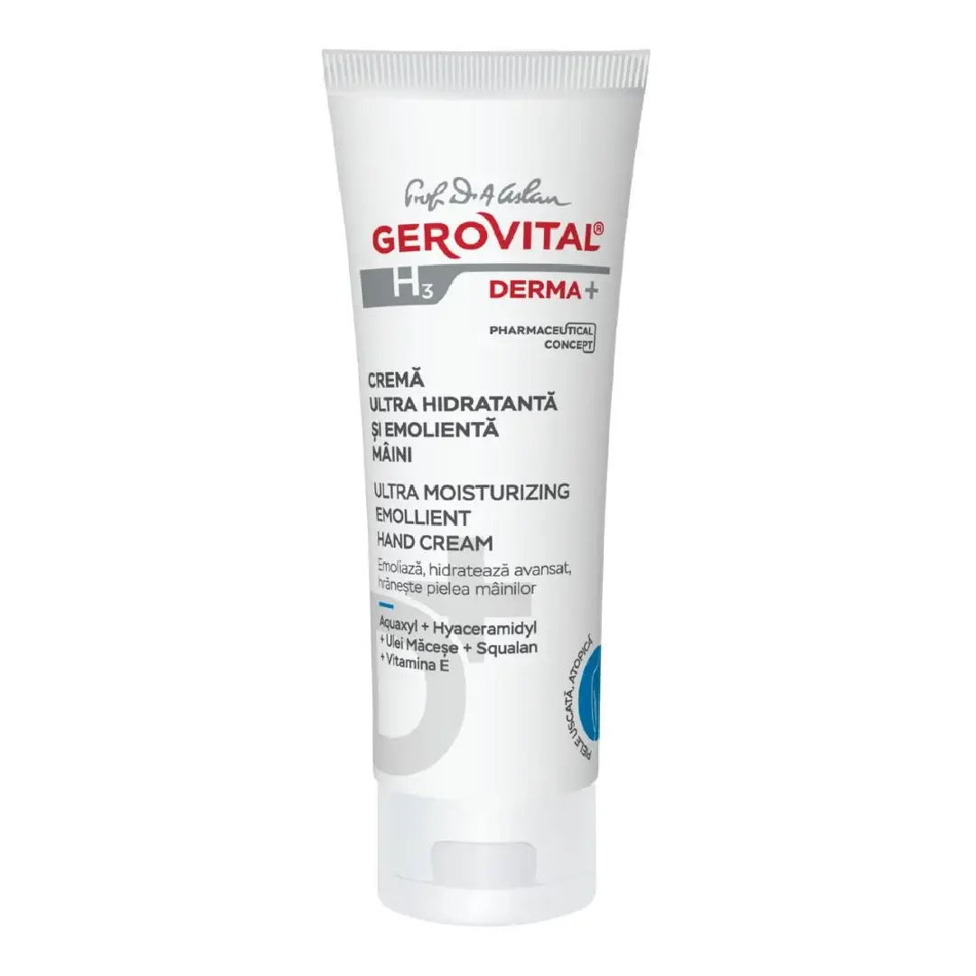 Crema de maini ultra hidratanta si emolienta H3 Derma+, 100 ml, Gerovital