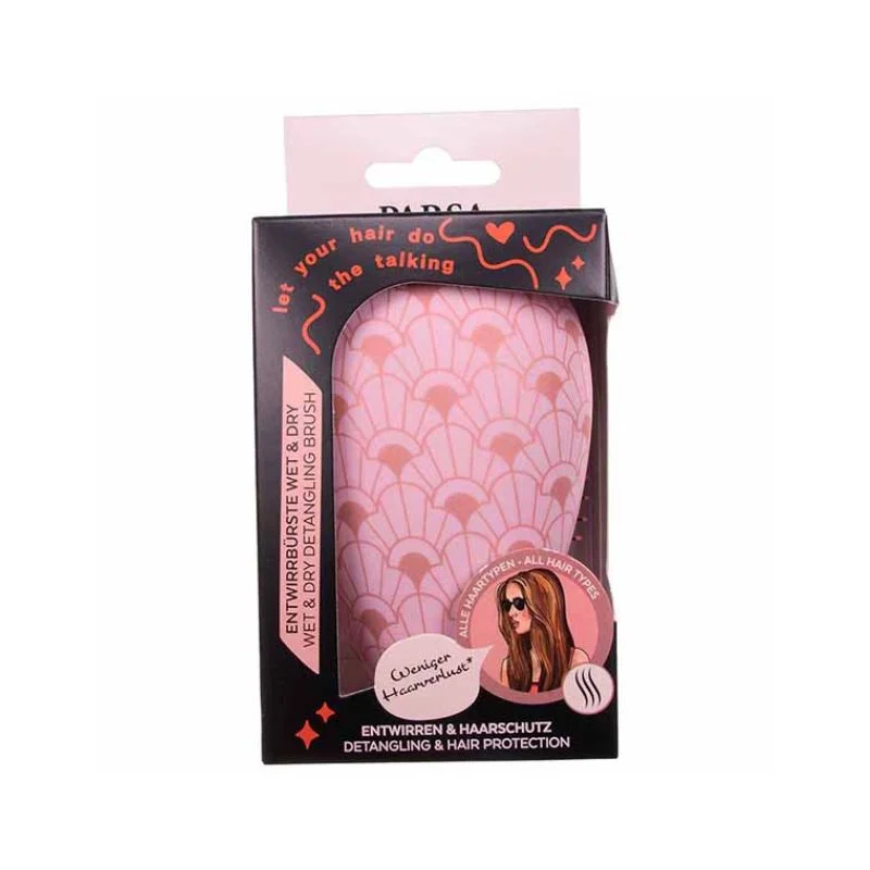 Perie compacta pentru descurcat, roz print, 1 bucata, Parsa