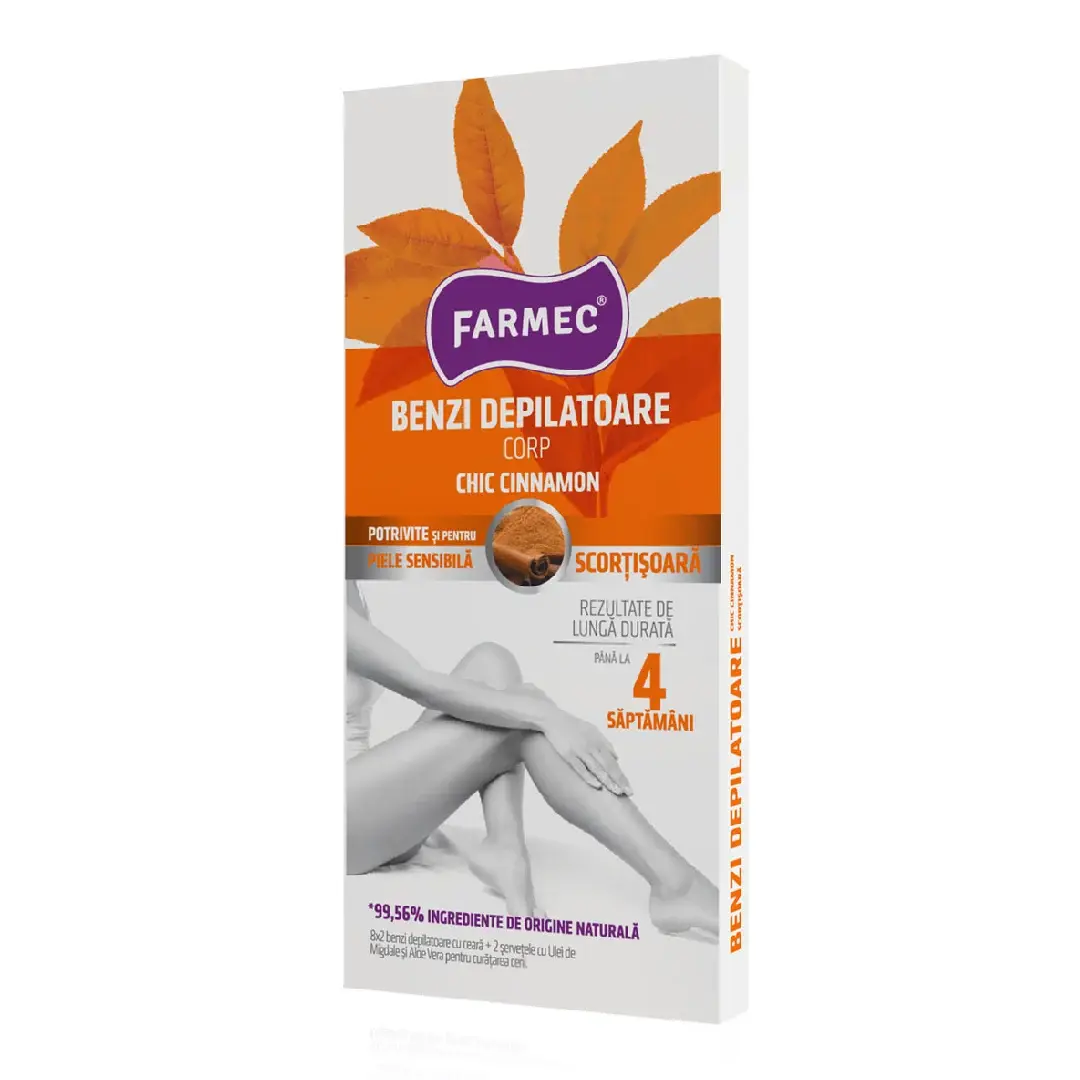 Benzi depilatoare pentru corp Cinnamon, 16 benzi, Farmec