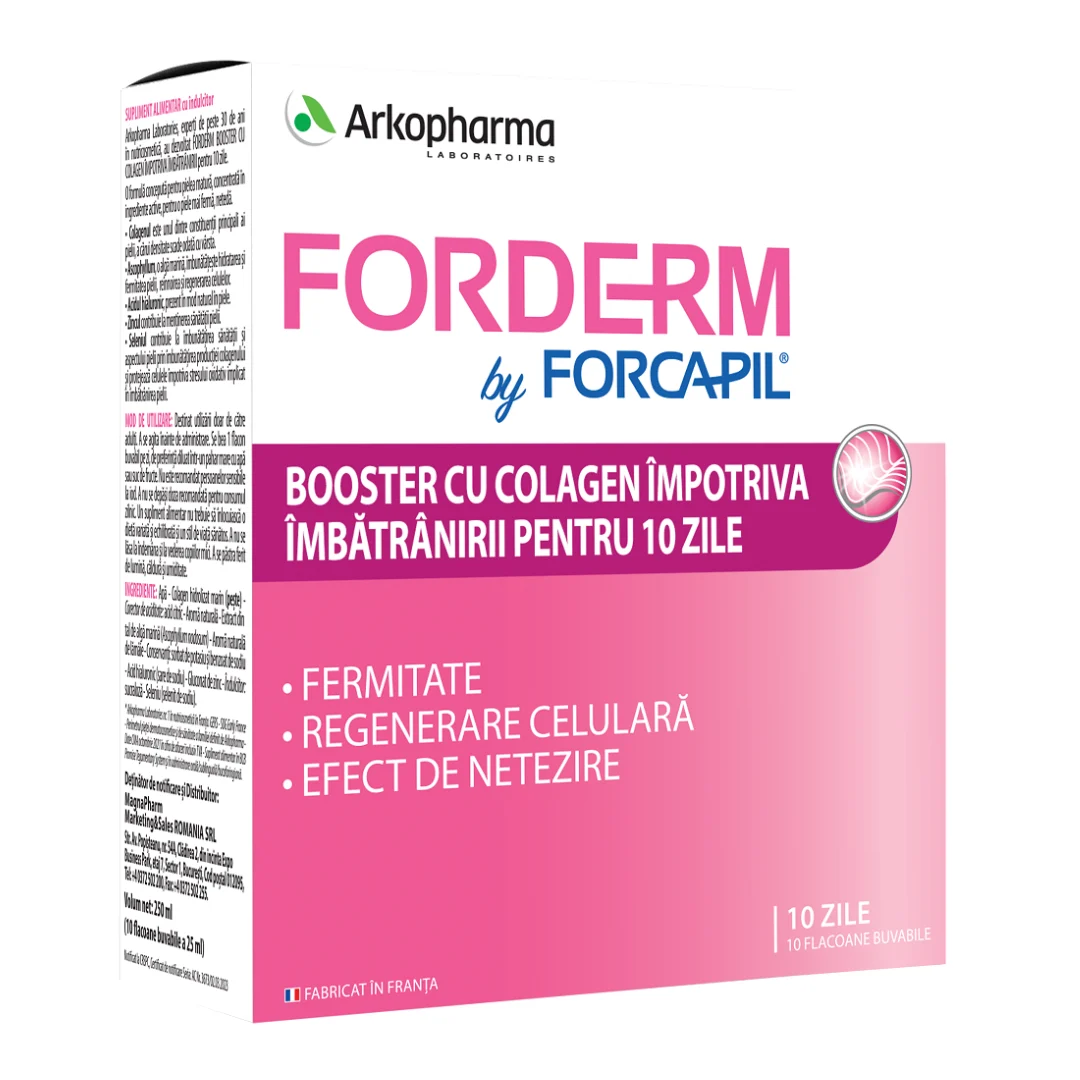 Forderm booster cu colagen by Forcapil, 10 fiole, Arkopharma