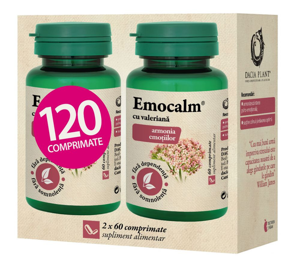 Emocalm cu valeriana, 120 comprimate, Dacia Plant