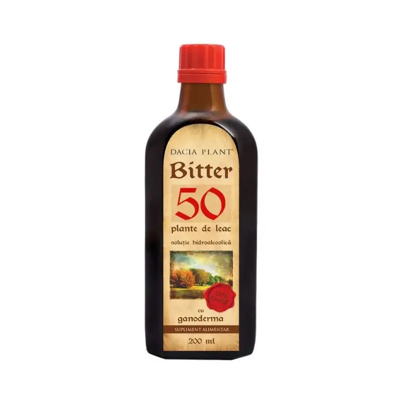 Bitter din 50 de plante cu Ganoderma, 200 ml, Dacia Plant