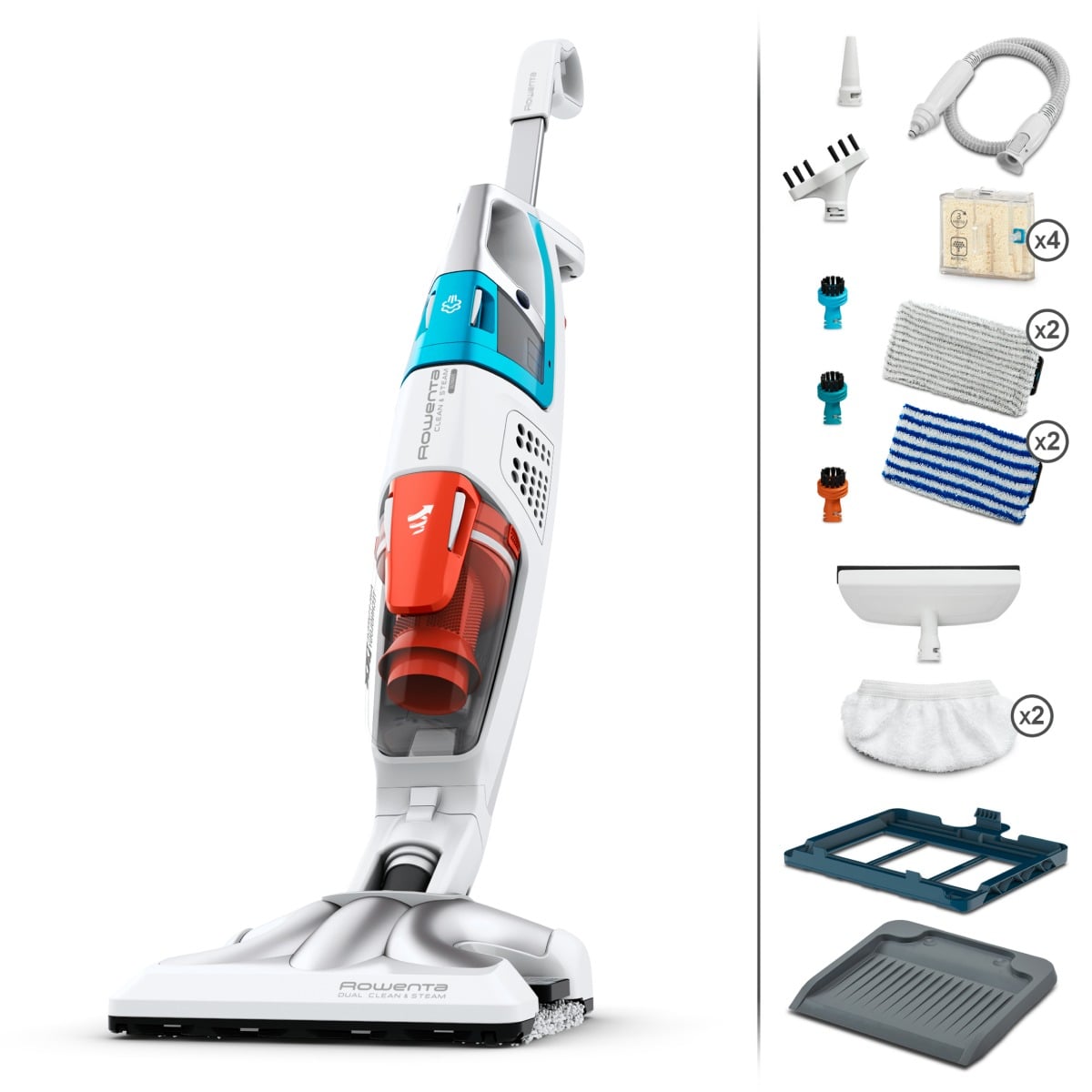 Aspirator cu abur Rowenta Clean & Steam Multi RY8544WH  1700 W  autonomie abur 30 min  reglaj abur eco/max  accesoriu pentru ferestre  recipient praf