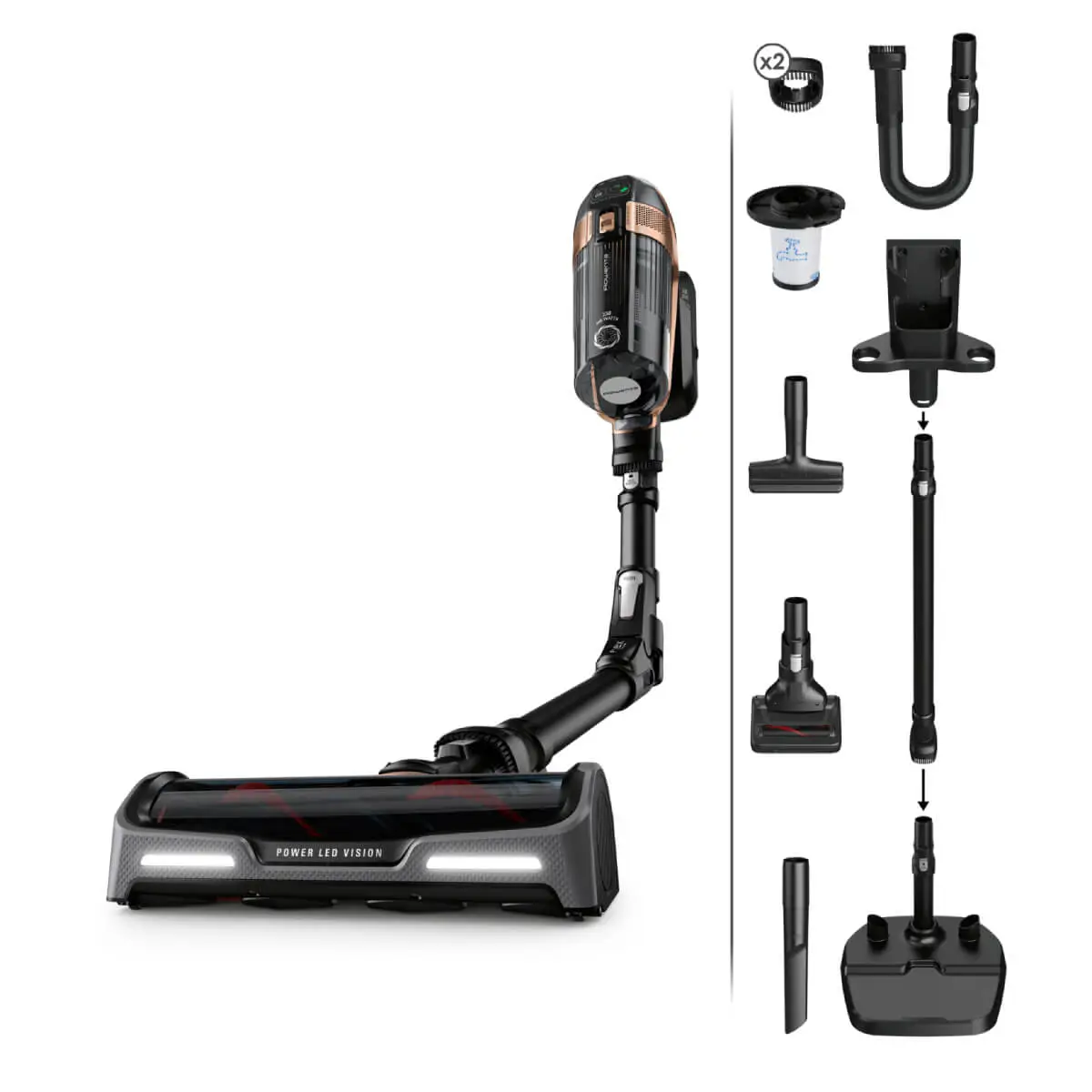 Aspirator vertical Rowenta X-Force Flex 15.60 RH99F1WO  520W  Tehnologie flex  display control  accesorii animal care  stație încărcare  recipient