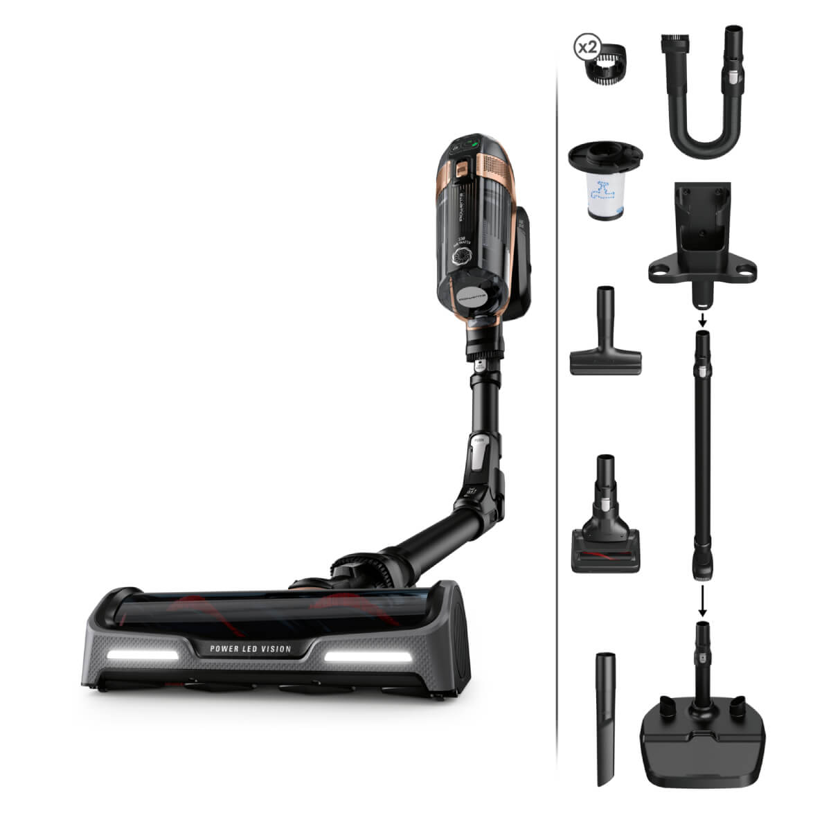 Aspirator vertical Rowenta X-Force Flex 15.60 RH99F1WO  520W  Tehnologie flex  display control  accesorii animal care  stație încărcare  recipient