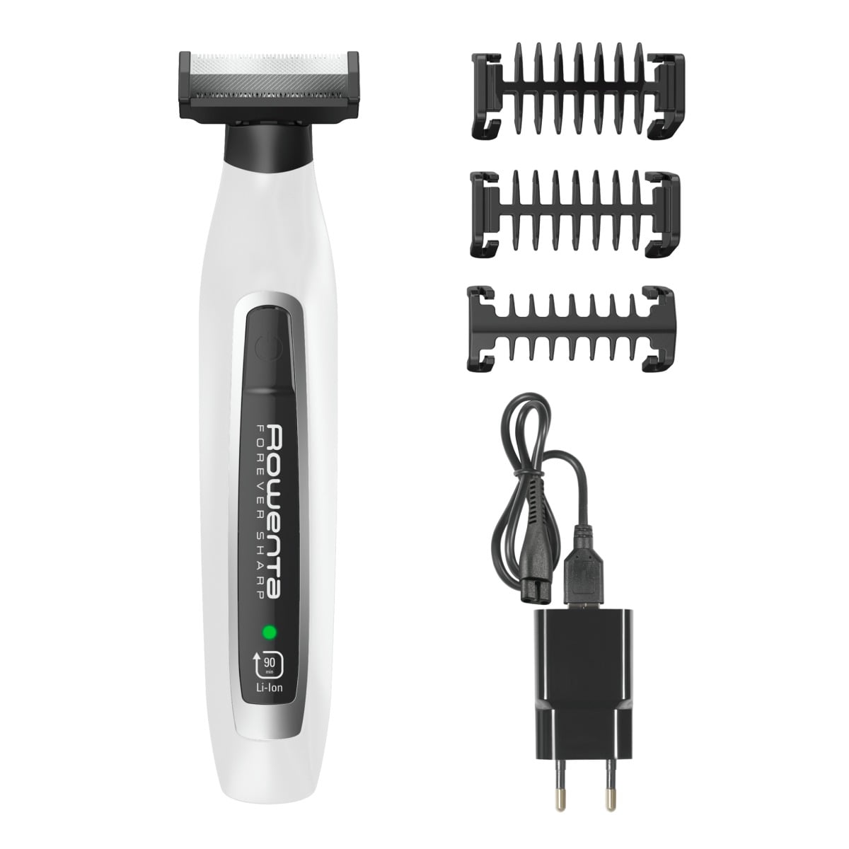 Aparatul hibrid de tuns  conturat și bărbierit Rowenta Forever Sharp TN6010F5  wet&dry  lame  inox cu tehnologie cu autoascutire  3 piepteni  negru/