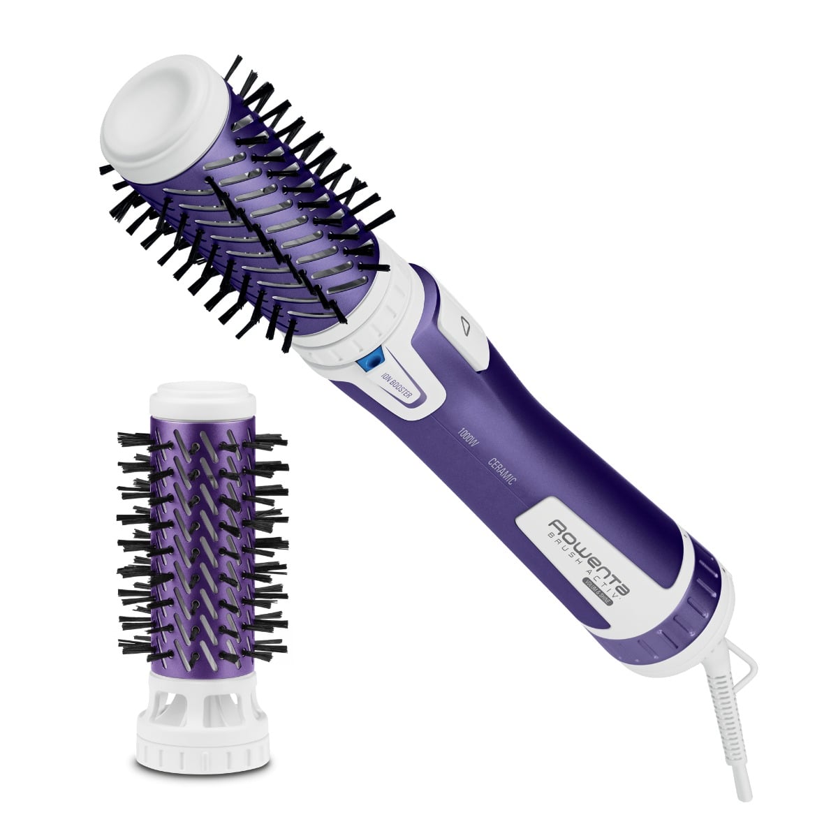 Perie rotativă Rowenta Brush Activ' Volume&Shine 2 CF9530F0  1000W  2 setări de temperatură si viteză  ionizare  2 perii   înveliş ceramic  mov
