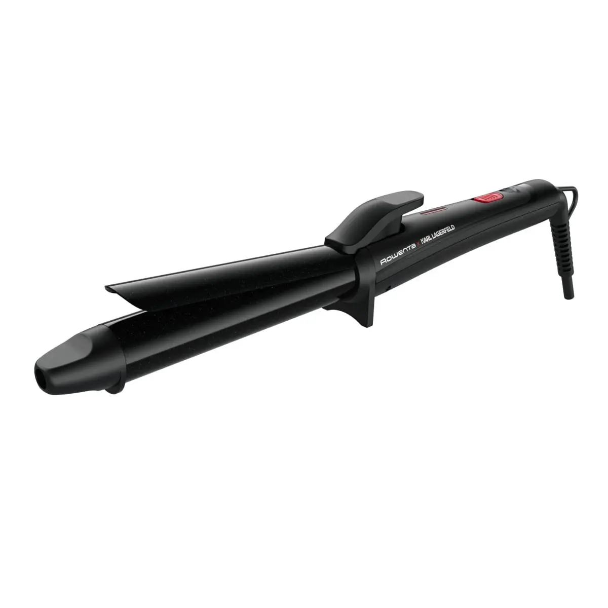 Ondulator de par Rowenta Karl Lagerfeld CF321LF0  înveliș exclusiv Keratin & Glow  200°C  cablul 1.8m  negru&roșu