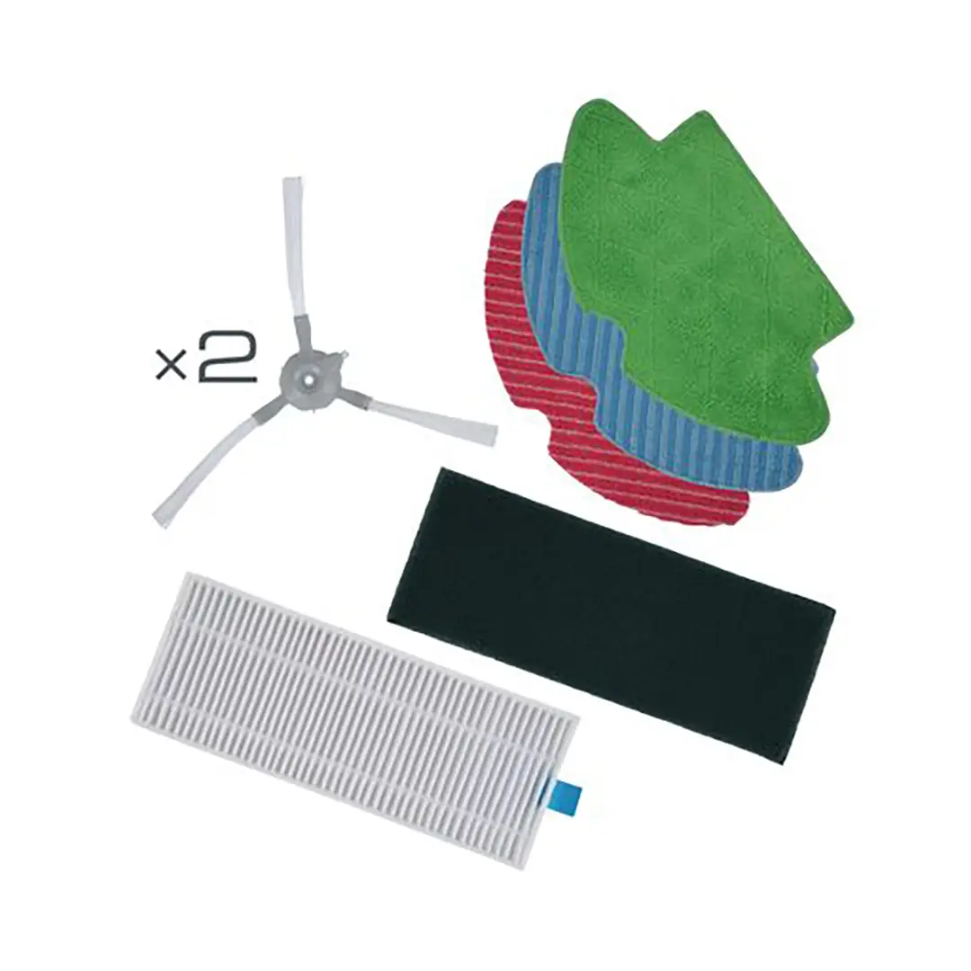 Set complet de intretinere Rowenta pentru aspiratoarele robot X-Plorer Serie 95  cu 3 lavete specializate  2 periute laterale si filtru de inalta perf