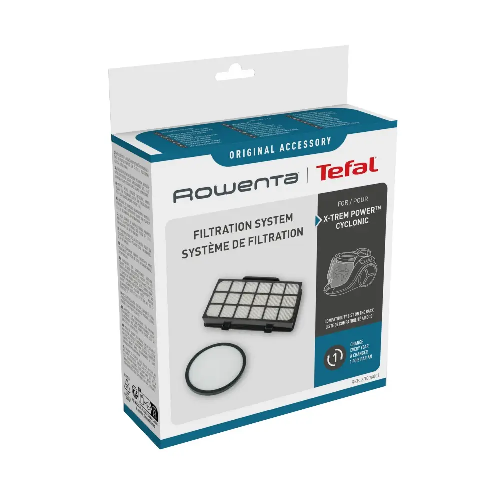 Kit 2 filtre Rowenta ZR006001  compatibile cu aspiratoarele Rowenta X-Trem Power Cyclonic si Green Force Cyclonic Max / Effitech  seriile RO69xx  RO72