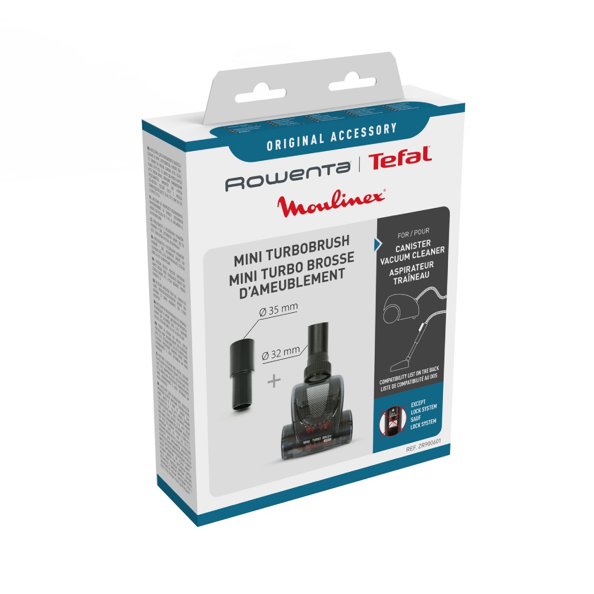 Perie Rowenta ZR900601 Mini Turbo cu diametru de 32 mm si adaptor de 35 mm  compatibila cu aspiratoarele Rowenta Compact Power  Swift Power  Compact P