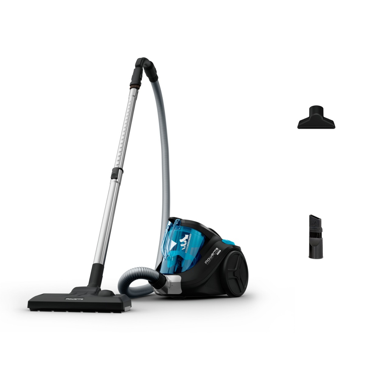 Aspirator fara sac Rowenta Compact Power RO3731  750 W  1.5 l  filtru de inalta eficienta  raza de operare 8.8 m  Negru/Albastru