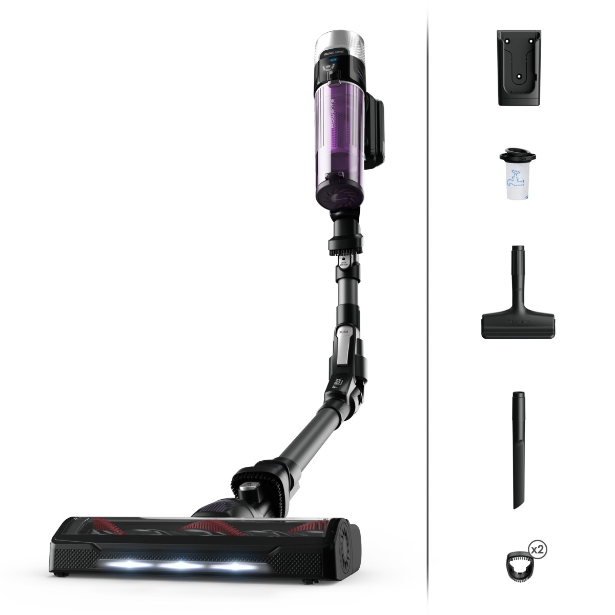 Aspirator vertical Rowenta X-FORCE FLEX 9.60 Allergy  RH2038WO  200W  putere de aspirare 100 air watts   autonomie pana la 45 minute  Negru/Violet