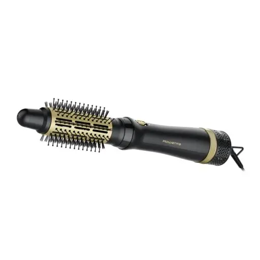 Perie cu aer cald Rowenta Express Style CF6330F0  3 accesorii  invelis ceramic  cablu rotativ 360°  negru & auriu