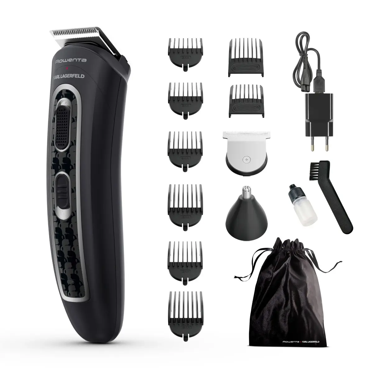 Aparat de tuns multifunctional Rowenta x Karl Lagerfeld Trim & Style 12 in 1 TN911LF0  Tehnologia Wet & Dry  autonomie pana la 120 minute