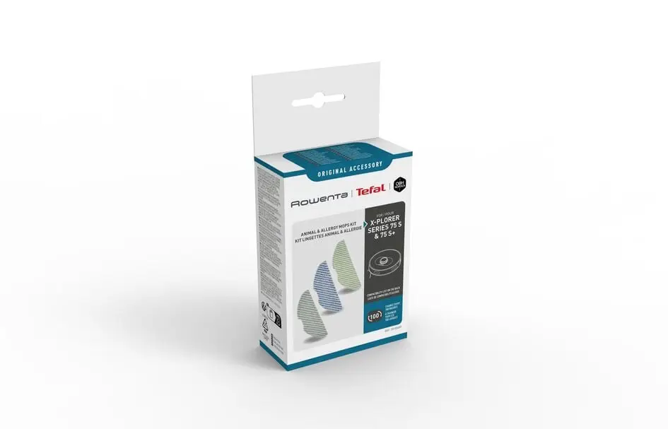 Kit 3 mopuri din microfibra Rowenta ZR185001  compatibile cu aspiratoarele robot X-Plorer Serie S65  S65+  S70  S70+  S140  S140+  S135  S135+  seriil