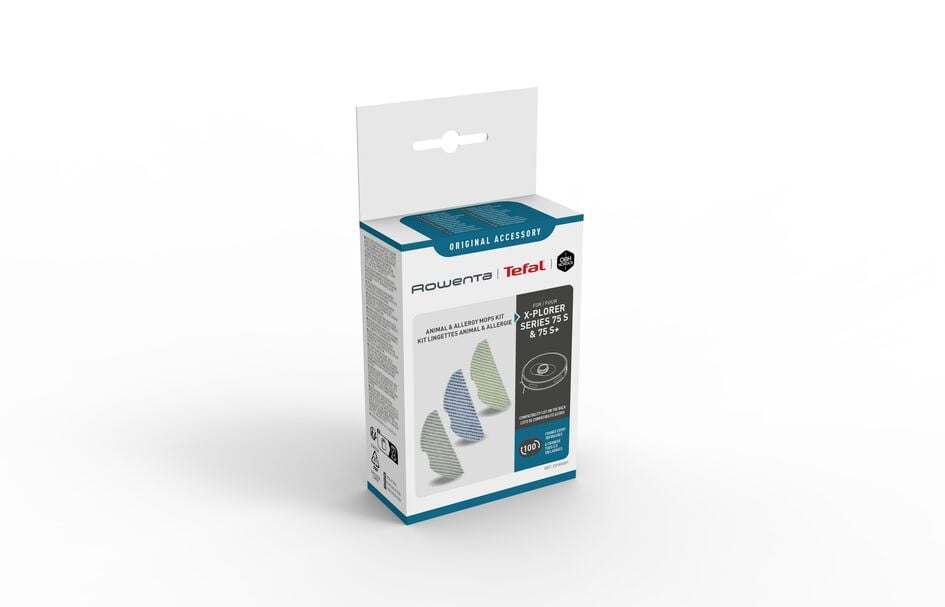 Kit 3 mopuri din microfibra Rowenta ZR185001  compatibile cu aspiratoarele robot X-Plorer Serie S65  S65+  S70  S70+  S140  S140+  S135  S135+  seriil