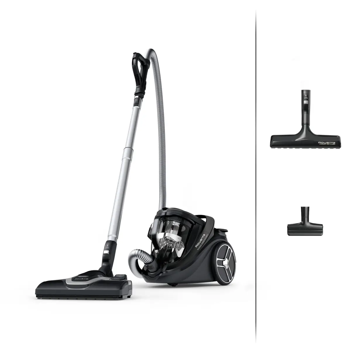 Aspirator fara sac Rowenta Silence Force Cyclonic Effitech® RO7935EA  500 W  recipient pentru praf 2.5 L  3 niveluri de filtrare  negru