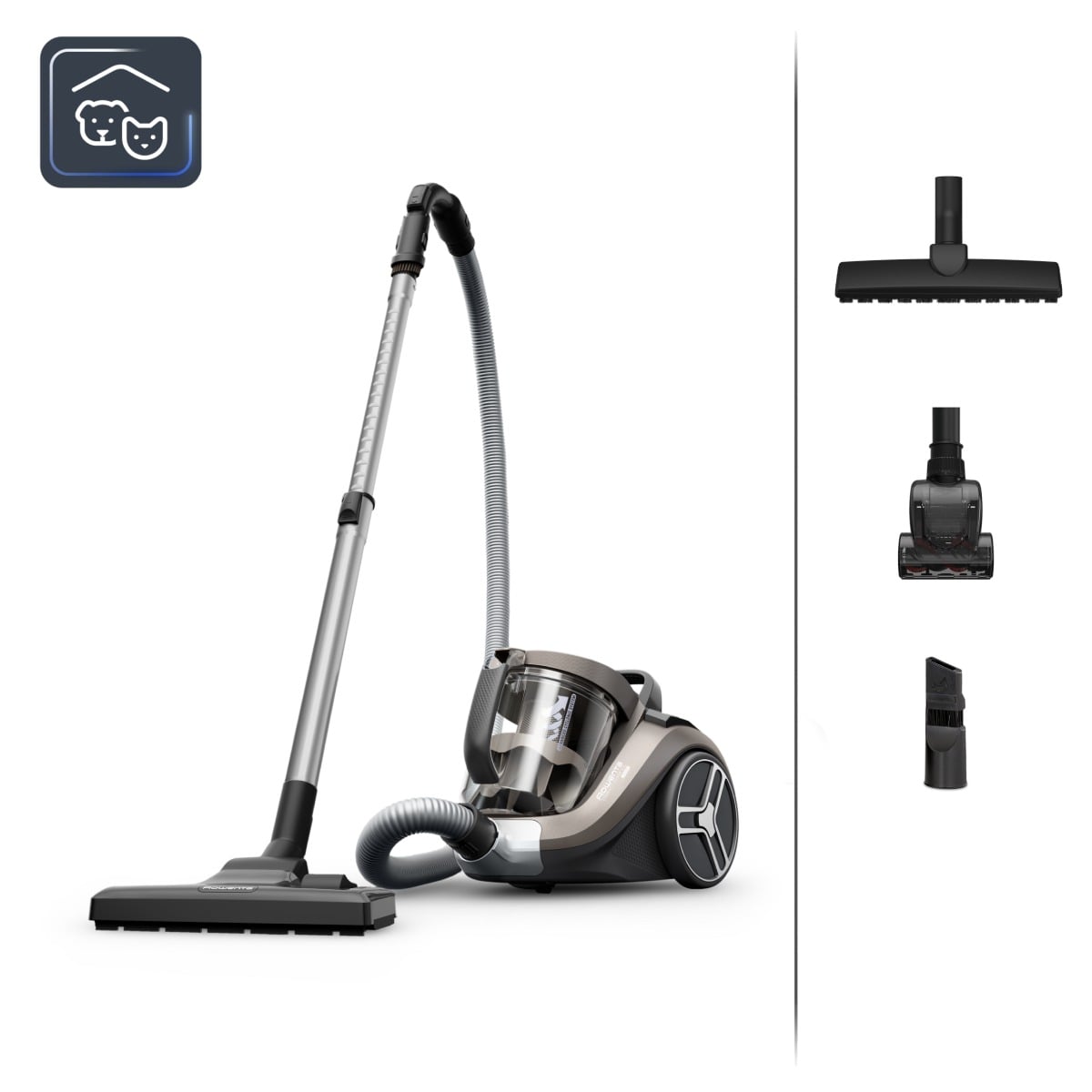 Aspirator fara sac Compact Power XXL RO4B50EA  900 W  recipient pentru praf 2.5 L  3 niveluri de filtrare  crem