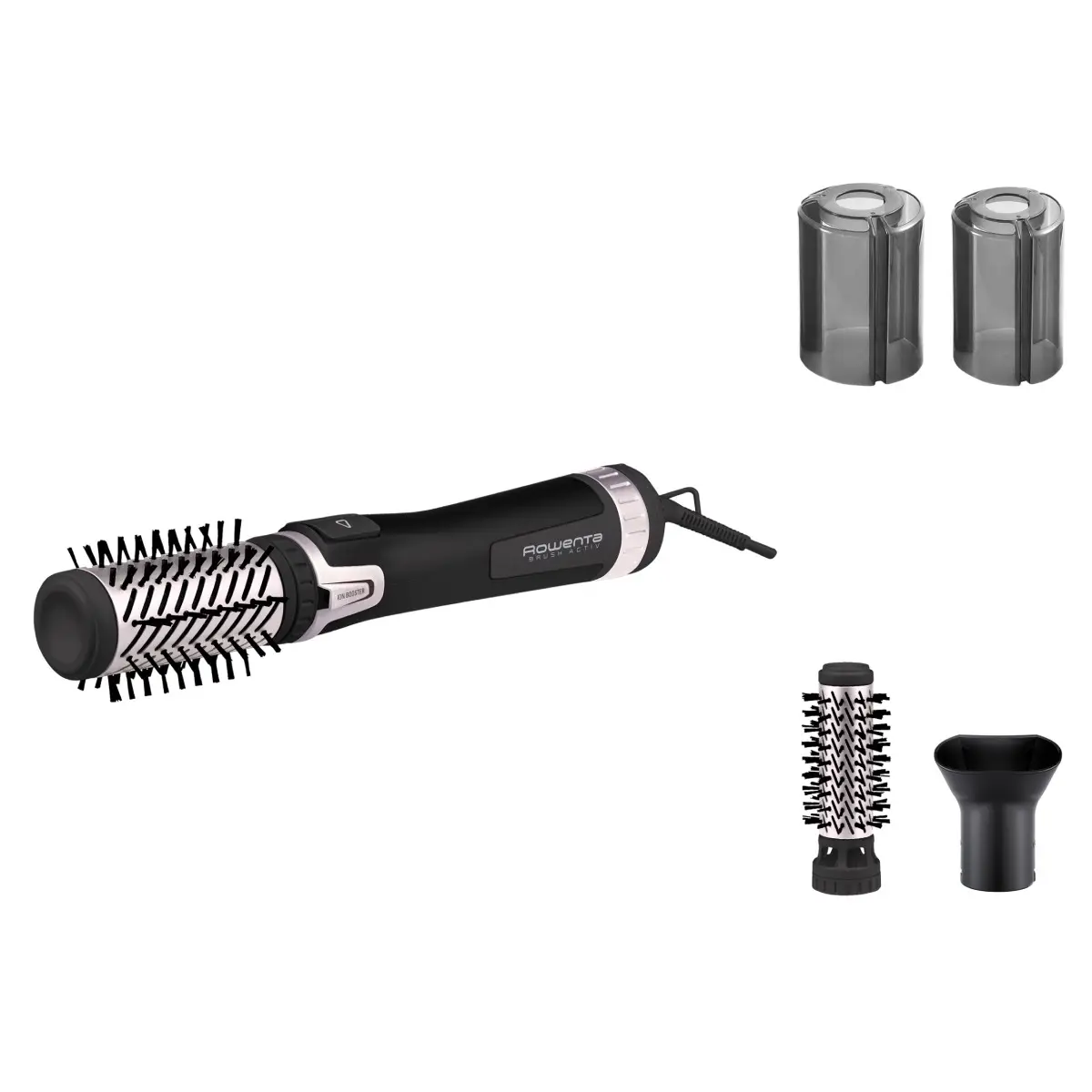 Perie rotativa Rowenta Brush Activ' Dry & Style CF9550F0  1000 W  generator de ioni  jet de aer rece  inel de agatare  negru