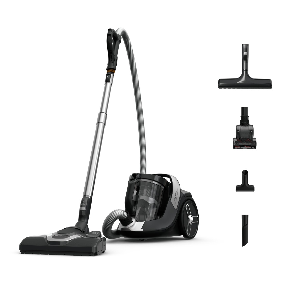 Aspirator fara sac ROWENTA Green Force Cyclonic Effitech®+ RO7C66EA  500 W  recipient pentru praf 2.5 L  design eco  filtrare tip HEPA  negru & verde