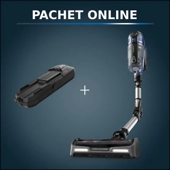 Pachet PROMO Aspirator vertical fara fir Rowenta X-Force Flex 14.6 Aqua RH99C3WO si Baterie Rowenta ZR009702  cu autonomie extinsa