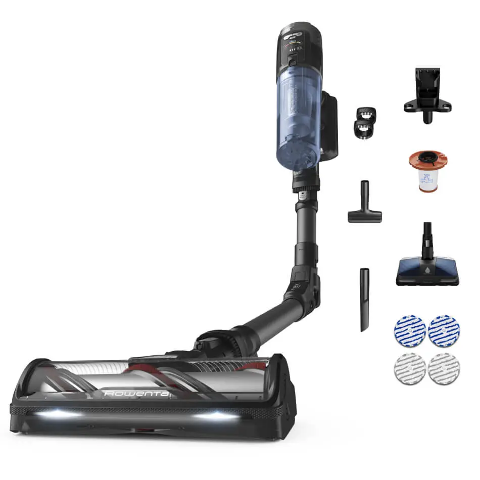 Aspirator vertical Rowenta X-Force Flex 12.60 NEO RH9LC1WO cu mop  380W  autonomie 60 min  panou de control  recipient praf 0.65L  albastru & negru