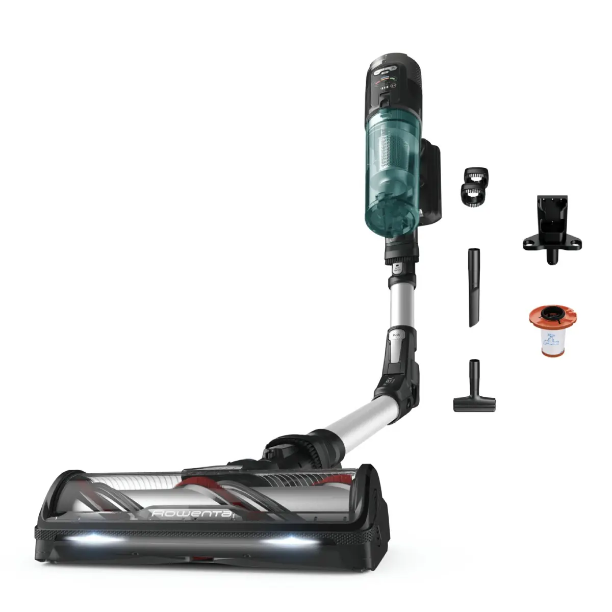 Aspirator vertical Rowenta X-Force Flex 13.60 RH9A32WO  380W  autonomie 60 min  perie cu LED  panou Smart Control Display  filtrare 99 9%  recipient p