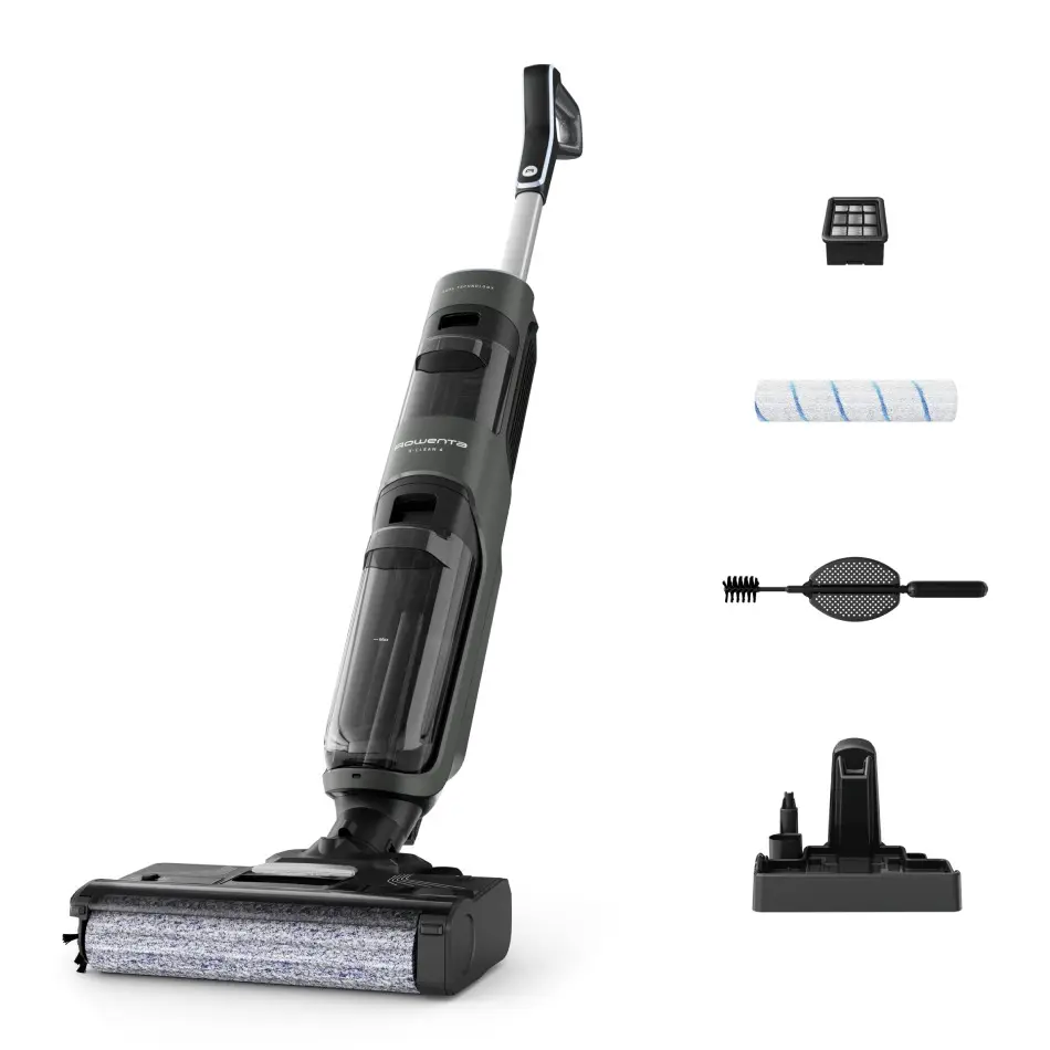 Aspirator cu spalare Rowenta X-Clean 4 GZ5037WO  200W  425 RPM  pana la 50 min autonomie  ecran LED  functie autocuratare  baza de incarcare  nivel sc