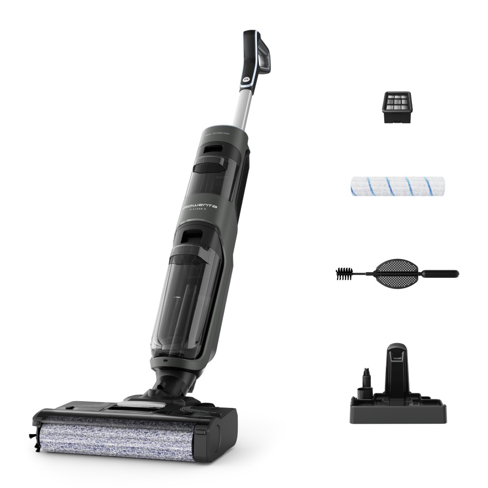 Aspirator cu spalare Rowenta X-Clean 4 GZ5037WO  200W  425 RPM  pana la 50 min autonomie  ecran LED  functie autocuratare  baza de incarcare  nivel sc