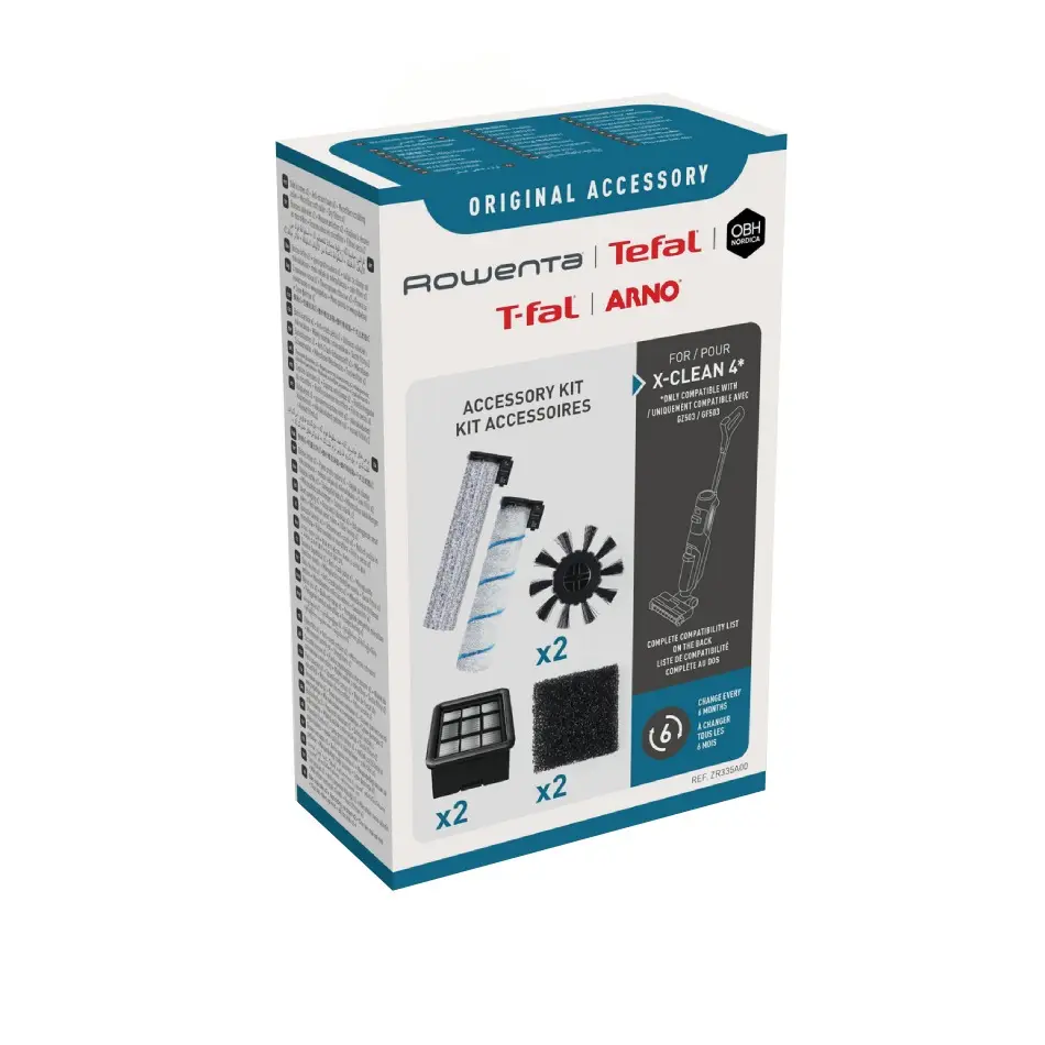 Kit accesorii Rowenta ZR335A00 cu role si filtre  compatibil cu aspiratorul vertical cu spalare X-Clean 4  seriile GZ503xx