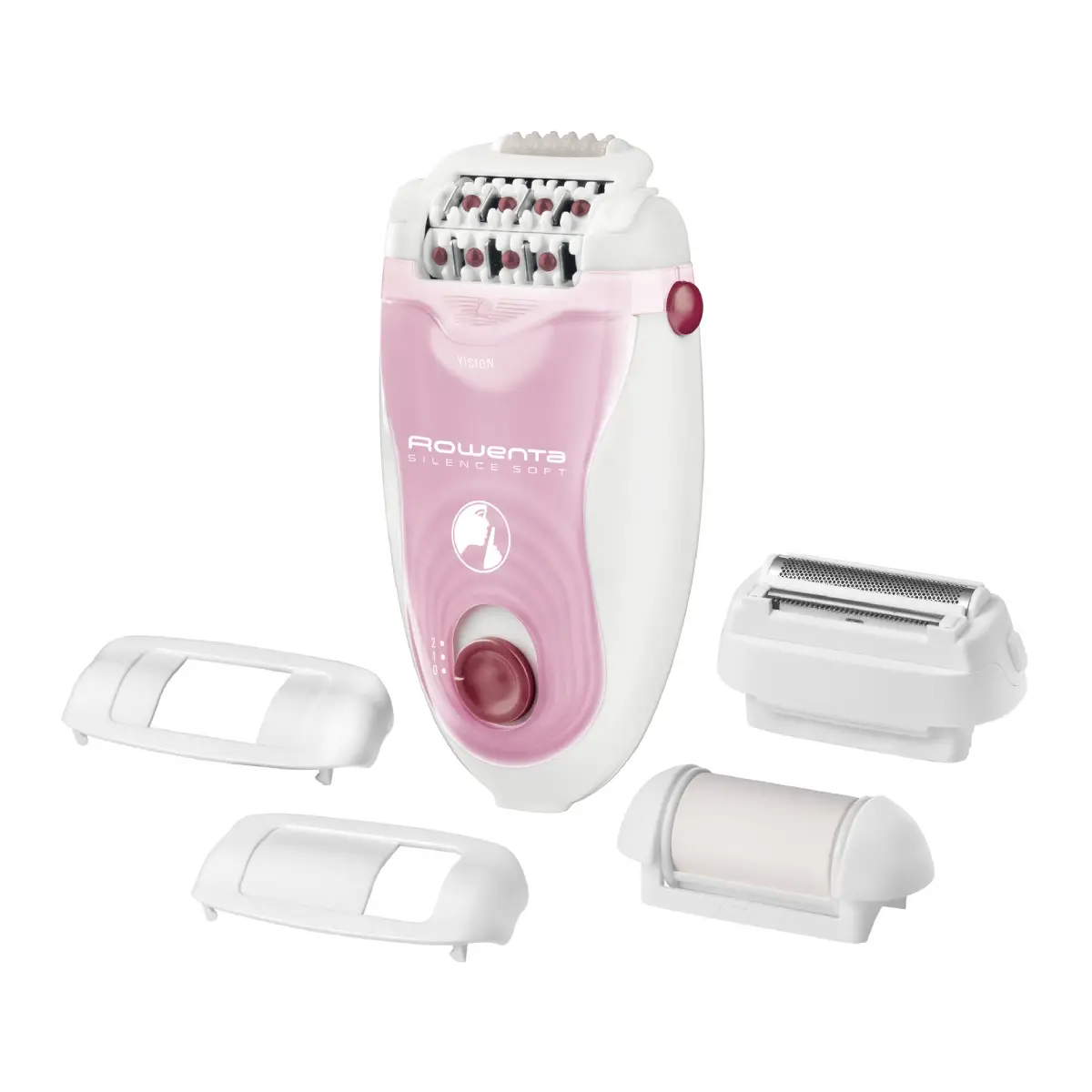 Epilator Rowenta Silence Soft EP5640D1  Functia Vision  4.8 W  24 pensete  2 trepte de viteza  alb & roz