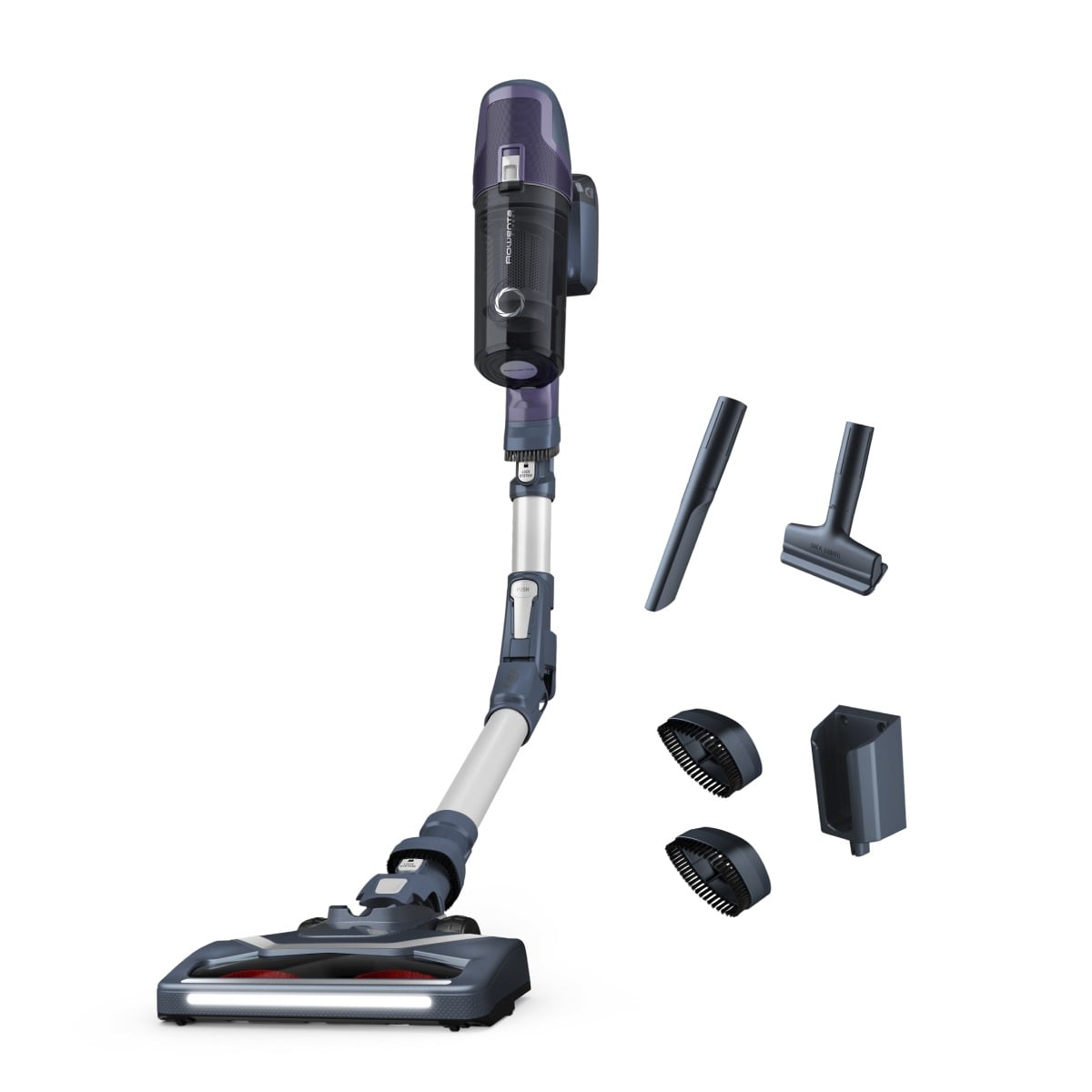 Aspirator vertical X-Pert 6.60 Essential RH6848WO  100W  autonomie 45 minute  statie de incarcare  iluminare LED  violet  gri & argintiu