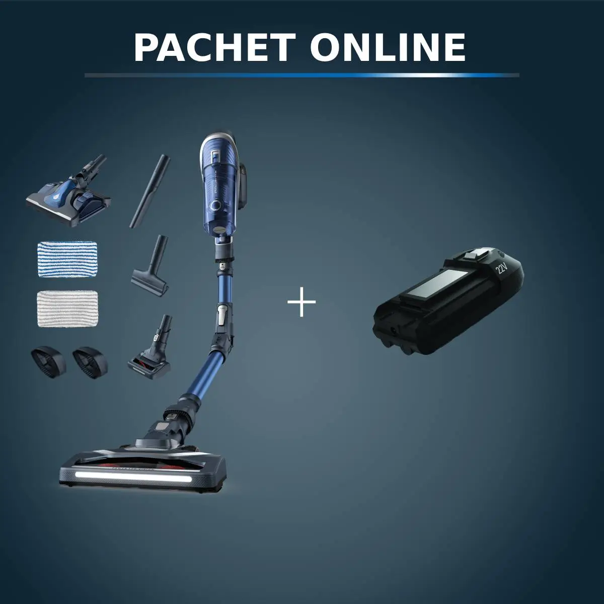 Pachet PROMO Aspirator vertical Rowenta X-Force Flex 8.60 Aqua RH9690WO & Baterie Rowenta ZR009700  22V  Lithium-ion