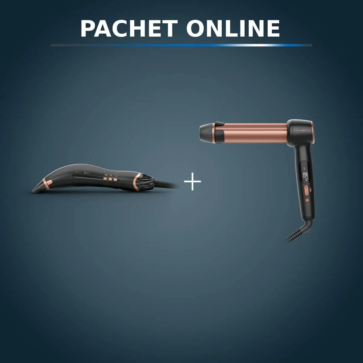Pachet PROMO Uscător de păr Rowenta Ultimate Experience Air Motion CF8C20E0 & Ondulator de păr Rowenta Twist Curl CF4620E0