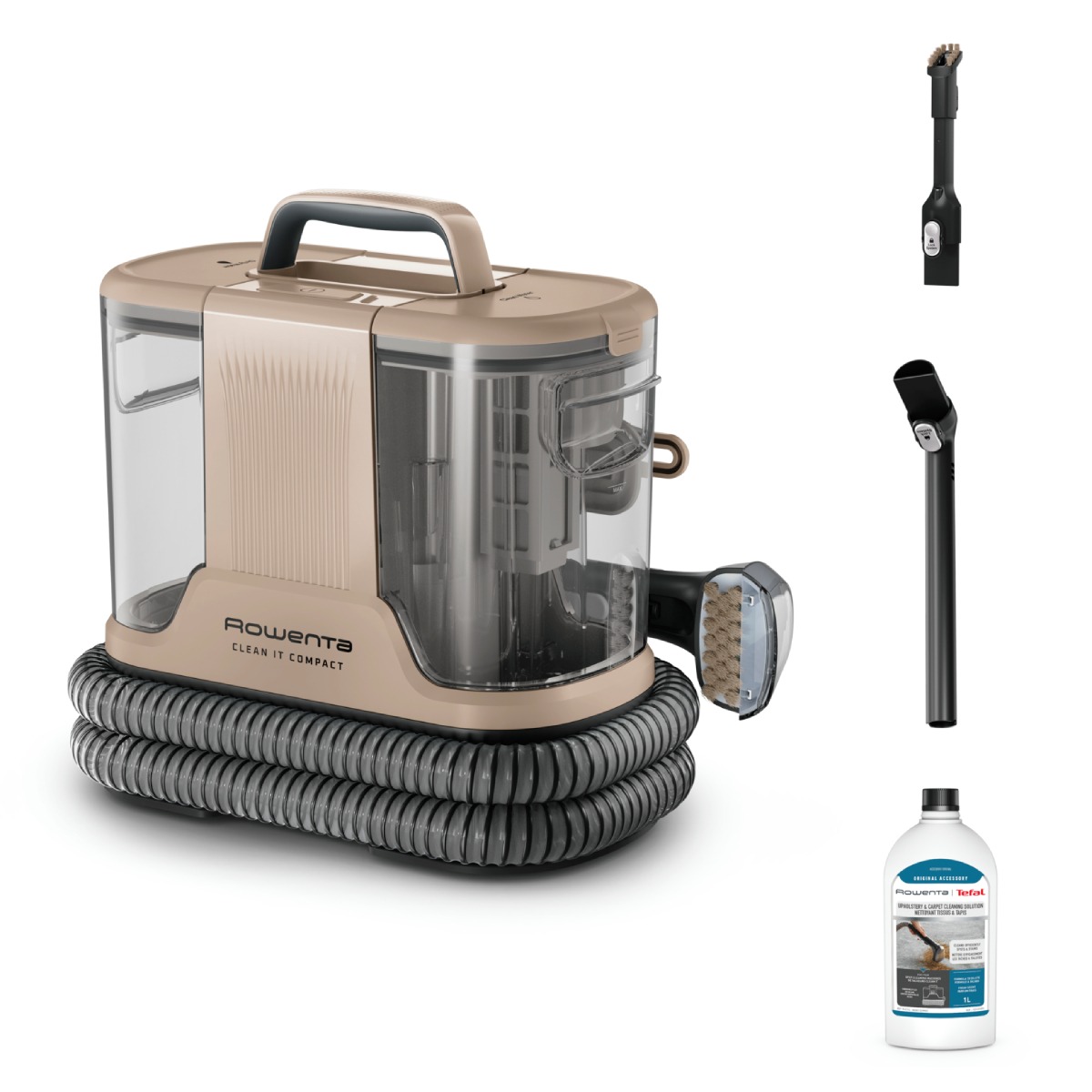 Aspirator tapiterie Rowenta Clean IT Compact IN3010F0  400W  rezervor apa & detergent 1.4L  rezervor apa murdara 0.85L  perie spatii inguste de 8cm  a