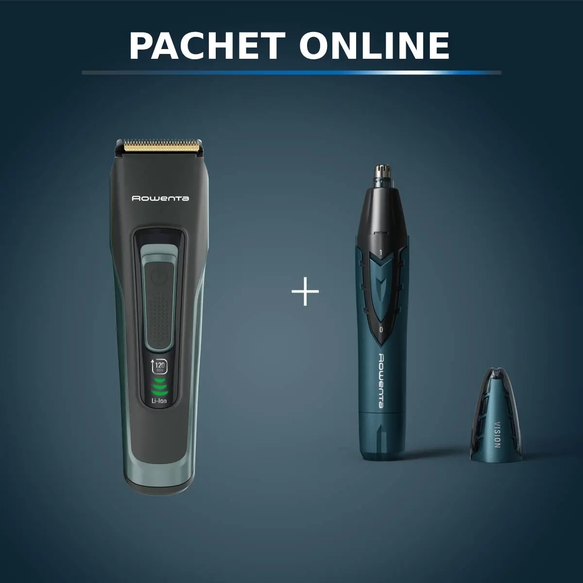 Pachet PROMO Aparat de tuns parul si barba Rowenta Advancer TN5224E0 & Trimmer pentru nas & urechi Rowenta Vision TN3011F0