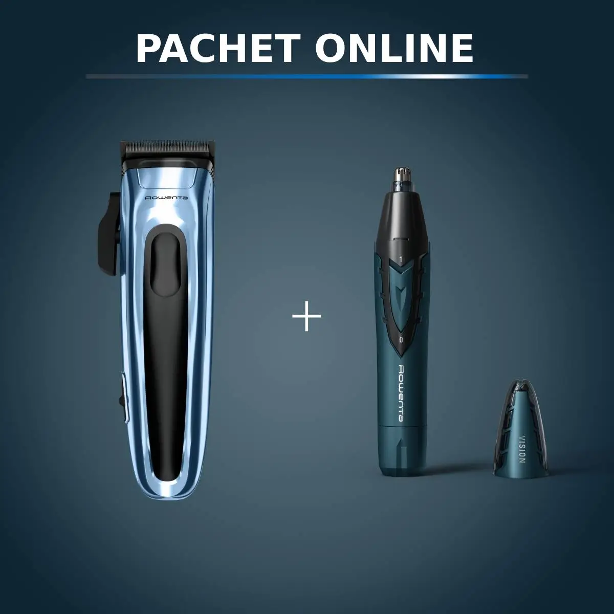 Pachet PROMO Aparat de tuns Rowenta Barber Experience TN1551E0 & Trimmer pentru nas & urechi Rowenta Vision TN3011F0