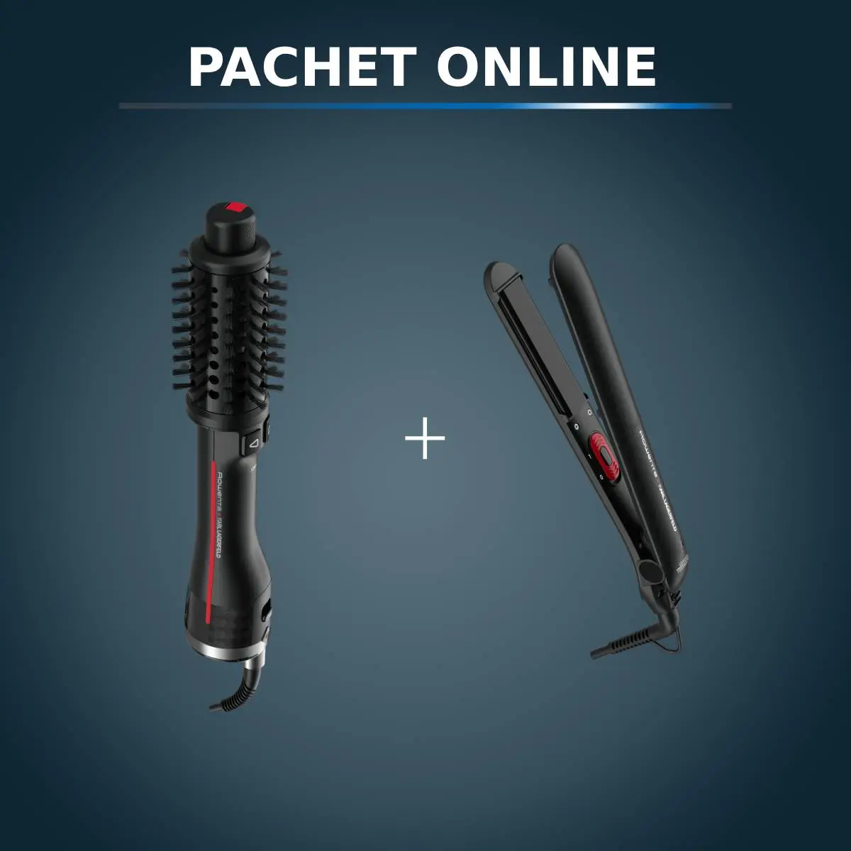 Pachet PROMO Perie rotativă cu aer cald Rowenta Karl Lagerfeld Pro Stylist CF961LF0 & Placă de păr Rowenta EasyLiss Karl Lagerfeld SF161LF0
