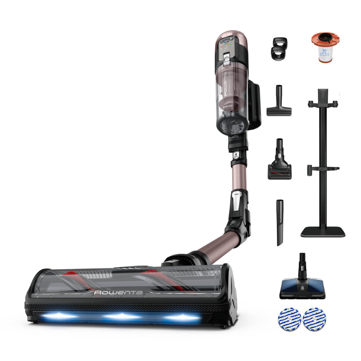 Aspirator vertical Rowenta X-Force Flex 16.60 Aqua RH9CD9E0  780W  autonomie 120 min  tehnologie flex  display control  accesorii animal care  statie