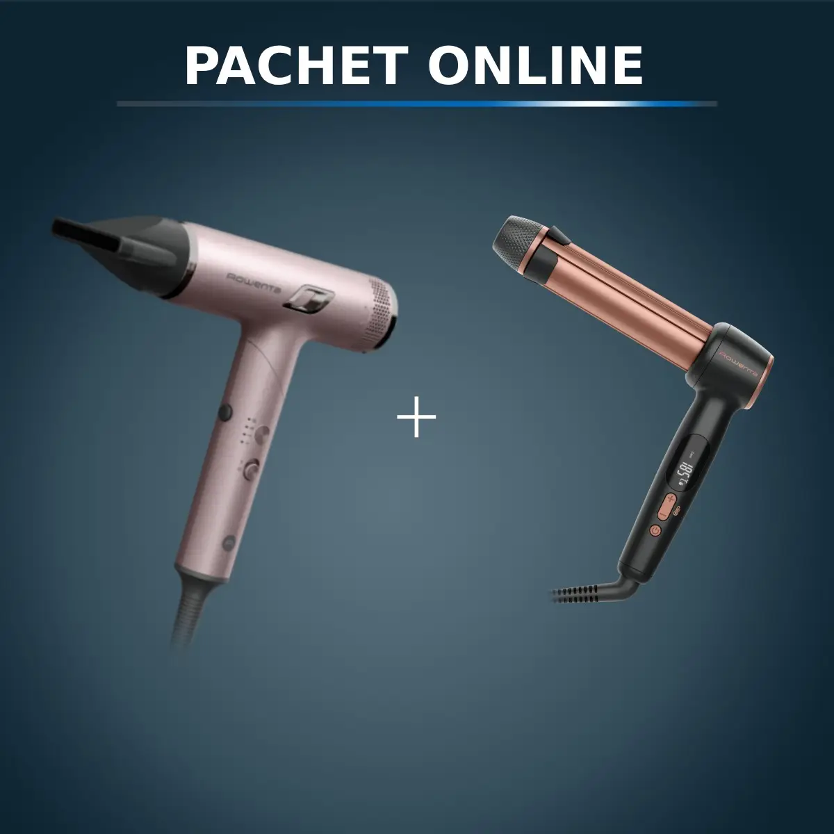 Pachet PROMO Uscator de par pliabil Rowenta Nano HY8530E0 & Ondulator de par Rowenta Twist Curl CF4620E0